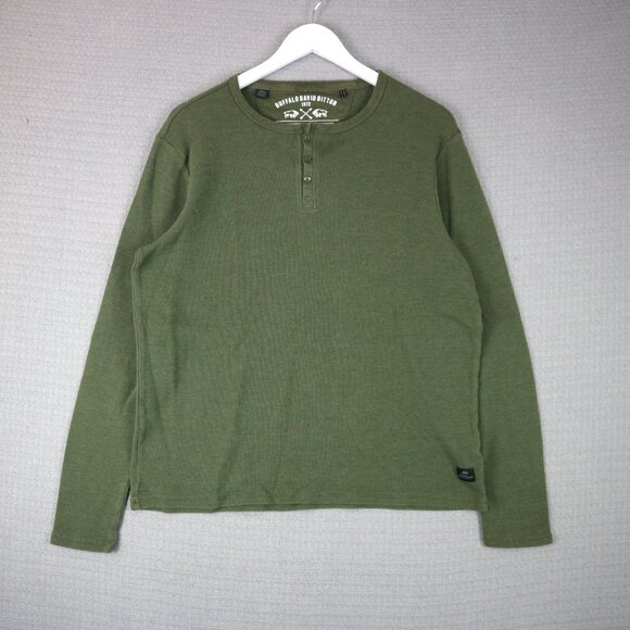 Buffalo David Bitton Thermal Waffle Knit Henley Longsleeve Mens Large - Picture 1 of 5